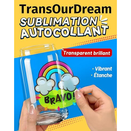 TransOurDream 10 Papier autocollant de sublimation, 216 * 279cm,transparent | pour imprimante jet d'encre et encre de sublimatio