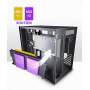 MUSETEX Y6 Boîtier PC, 4 Ventilateurs Non-LED préinstallés, Vue 270° en Verre Trempé, Connectique Type-C, Boîtier PC ATX Mid-Tow
