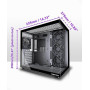 MUSETEX Y6 Boîtier PC, 4 Ventilateurs Non-LED préinstallés, Vue 270° en Verre Trempé, Connectique Type-C, Boîtier PC ATX Mid-Tow