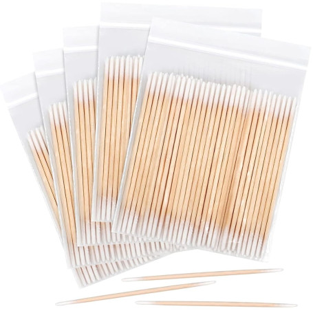 RDNKVB Lot De 500 Cotons-Tiges Avec Manche En Bois，Micro Applicateur, 10 Cm, En Bois Pour Sourcils, Maquillage, Tatouage, Ongles