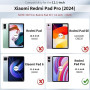 CACOE Coque Compatible avec Redmi Pad Pro 12,1 Pouces 2024, Fin Étui avec Verre Trempé avec Fonction Support, Noir