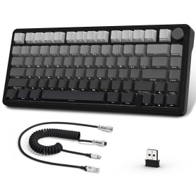 AJAZZ x Attack Shark X85 Clavier mécanique,Clavier de Jeu sans Fil 75% avec Knob,Rembourrage à 5 Couches,PBT Side-Printed Keycap