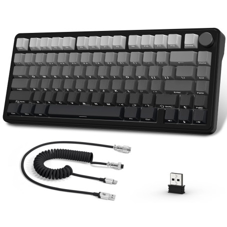 AJAZZ x Attack Shark X85 Clavier mécanique,Clavier de Jeu sans Fil 75% avec Knob,Rembourrage à 5 Couches,PBT Side-Printed Keycap