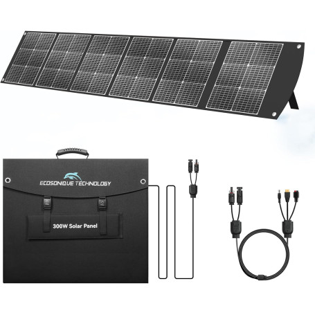 Ecosonique Panneau Solaire Pliable 300W Alimentation MC4 40 V et | Sorties Multiples Chargeur Portable Pour La Plupart Des Centr