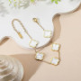 FANAOREN Cadeau Femme Bracelet Trèfle à Quatre Feuilles en Acier Inoxydable Cadeau Anniversaire Femme Maman Soeur Amie Noel Sain