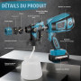 Jradse Pistolet à Peinture sans Fil, Pistolet à Peinture Électrique HVLP pour Clôtures avec 2 Batteries de 3000 mAh, 5 Buses et