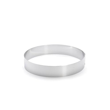 De Buyer - Cercle à entremets rond en inox - 24 x 4,5 cm | Fabriqué en France, Parfait pour Mousse, Entremets, Pâtisserie, Inox