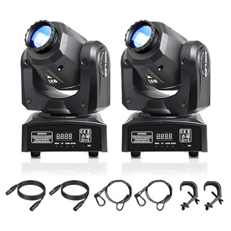 2Pack 30w Lyre Led Luminaires à Tête Rotative Dmx 512 Lumière de Scène à Tête Mobile, Activation Sonore Moving Head Led Motifs L