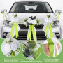 Deco Voiture Mariage, 13pcs Noeud Voiture Mariage Capot Porte Rétroviseur | Fleurs Artificielles Équipées de Ventouses, Idéales