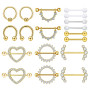UJBVCX 9 Pièces Piercing Téton Piercing Mamelon, Acier Inoxydable Piercing Langue, Acier Chirurgical Barbells Bijoux de Piercing