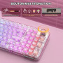 YUNZII X98 Clavier Mécanique Translucide avec Molette (Rose, Cristal) | Bluetooth5.0/2,4 Ghz sans Fil/USB-C Filaire, Switch Pré-