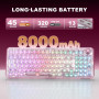 YUNZII X98 Clavier Mécanique Translucide avec Molette (Rose, Cristal) | Bluetooth5.0/2,4 Ghz sans Fil/USB-C Filaire, Switch Pré-