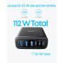 Anker Chargeur USB C 112W, Station 6 Ports | pour iPhone 16/16 Plus/16 Pro/16 Pro Max/Séries 15/14/ 13, MacBook Air, Pixel, Gala