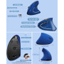 Souris ergonomique verticale sans fil 2,4 GHz, rechargeable, optique haute précision, réglable 800/1200/1600 DPI, pour ordinateu