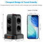 Vopersnake Multiprise Tour avec Interrupteur, 8 Prises et 4 USB, Parafoudre & Protection Contre Surtension, Rallonge Electrique 