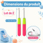 Latch Aiguilles Crochet, 2 Pièces Crochet Cheveux | Outil De Tissage Pour Tapis écharpes Pulls Chaussettes Fausse Locks, Dreadlo