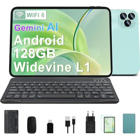 SUAAT 2026 Tablette 10 Pouces, Android 15, Octa-Core, 128 Go ROM + 2 To TF | WiFi 5G + 2,4G | GPS | Bluetooth 5.0 | 8 MP + 5 MP
