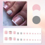 Viugex 24 Pièces Rose Nude Faux Ongles Pieds Court Carré, Français Strass Pailletés Faux Ongles D'orteil à Coller, Pleine Couver