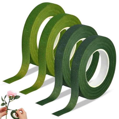 WEGLOK Lot de 4 Ruban de Fleuriste - Rouleaux de Ruban Adhésif en Papier Floral Rubans, pour Bouquets de Fleurs, pour Enveloppem