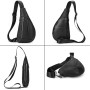 newsbirds Sac de Poitrine pour Hommes en Cuir Véritable Sacs Bandoulière Triangulaire Décontracté Sac de Messager Antivol Polyva