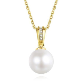 VIKI LYNN Collier Pendentif Perle de Culture 7-8mm Bijoux Fantaisie Femme en Argent Fin 925 et Zircon Cubique Idée Cadeau Femme