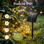 Wekrigh Guirlande Solaire Exterieur 2 x 12M 100LED 8 Mode IP65 Étanche | Guirlande Lumineuse Exterieure Solaire Fil de Cuivre, L