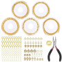 Euakee Lot de 5 rouleaux de chaîne à maillons dorés - Au mètre - Accessoires de fabrication de bijoux avec 50 breloques en acier