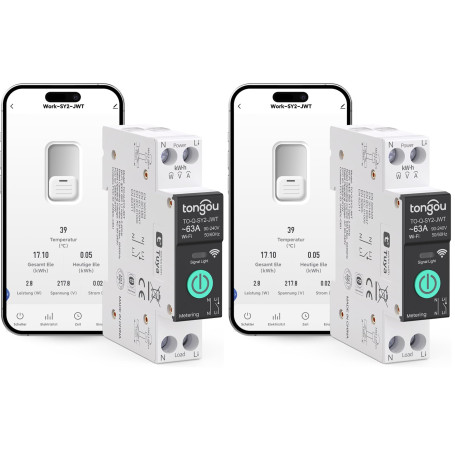 TONGOU SY2 JWT |WLAN Relais Intelligent Interrupteur | Mesure de puissance | Automatisation domestique | TUYA APP Aucun Hub Requ