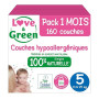 LOVE & GREEN - Couches Bébé T5 (11-25 kg) - Pack 1 Mois -160 Couches