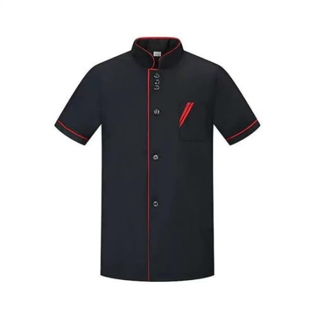 Visxcnu 1 Pièce Veste de Cuisine Noir L, Manches Courtes Veste de Chef avec 3 Boutons Unisexe, Vêtements de Travail Respirants p