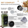 comforder 24 Pots à Épices Verre 120 ml, 336 Étiquettes Françaises, Métal | 2 moulins réglables, 36 couvercles verseurs, marqueu