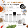 comforder 24 Pots à Épices Verre 120 ml, 336 Étiquettes Françaises, Métal | 2 moulins réglables, 36 couvercles verseurs, marqueu