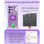 XYZ Coque pour Samsung Galaxy S25 Ultra, Housse de Téléphone Brillante Bling à Strass avec Support Cœur à 2 Anneaux & Lanière, C