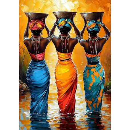 AIRDEA Femme Africaine Diamond Painting Adulte, Femme Puisant de L’Eau Peinture Diamant Activité Manuelle Adulte, 5D DIY Diamant