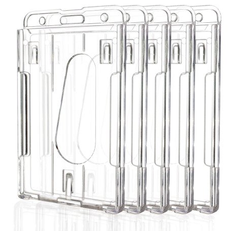 Teskyer 5 Pièces Porte Badge, Rigide, Plastique, Transparent, Pour Bureau, Bus, Pass, Vertical