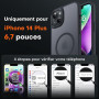 TOCOL Coque pour iPhone 14 Plus, Compatible avec MagSafe, Noir | Protection de Qualité Militaire, Résistant aux Rayures, Anti-Tr