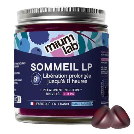 Mium Lab - Sommeil breveté 8h à libération prolongée - Anti-réveils nocturnes & Endormissement - Mélatonine brevetée - Cure 21 j