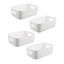 Boîtes de rangement blanches 4 pièces – Bac rangement plastique & panier de rangement, boîtes empilables pour cuisine, armoire e