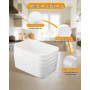 Boîtes de rangement blanches 4 pièces – Bac rangement plastique & panier de rangement, boîtes empilables pour cuisine, armoire e