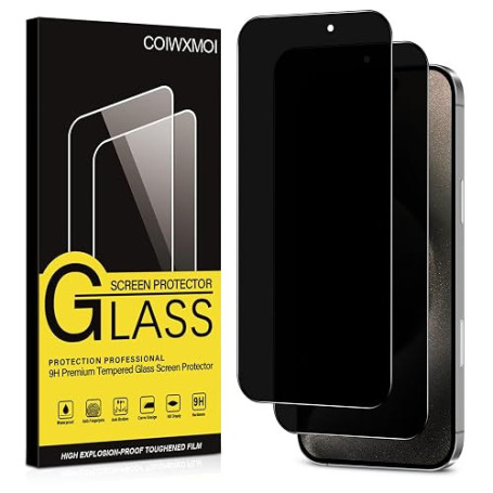 Coiwxmoi Verre Trempé pour iPhone 15 Pro Max Anti Espion Vitre Protection Ecran pour iPhone 15 Pro Max Anti-Espion Film Protecte