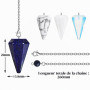 4Pcs Pendule Divinatoire de Radiesthésie Pendule Hexagonale en Cristal | Pendule D'améthyste en Cristal avec Chaîne Pendules en 