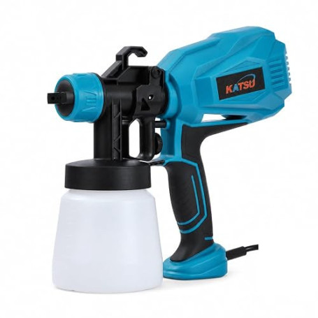 KATSU Pistolet de Peinture Électrique 400W 800ml avec 3 Buses et 3 Modes de Pulvérisation pour Clôtures, Murs, Plafonds, Traitem