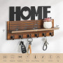 Porte Clef Mural Bois à 6 Crochets - HOME Décoration Boîte à Clés Vintage, Boite a Clefs Murale avec Étagère de Rangement pour R