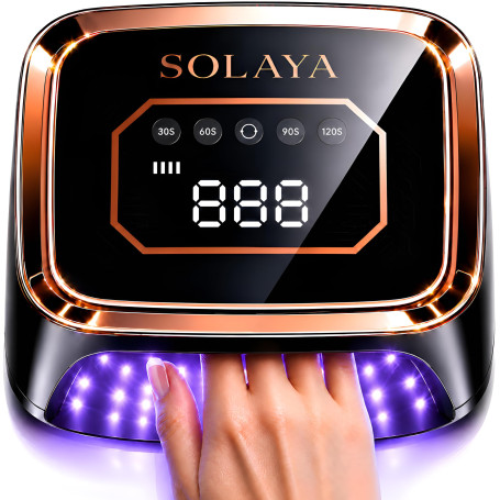 SOLAYA LumiCore™ Lampe UV Ongles Gel, Sans Fil & Secteur, Sèche-Ongles Rapide pour Vernis Semi-Permanent, 4 Minuteries, Capteur 