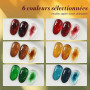 BORN PRETTY Vernis Gel Semi Permanent Transparent 6 Couleurs 7ml | Nuances automne hiver ambre cristal translucide rouge brun or