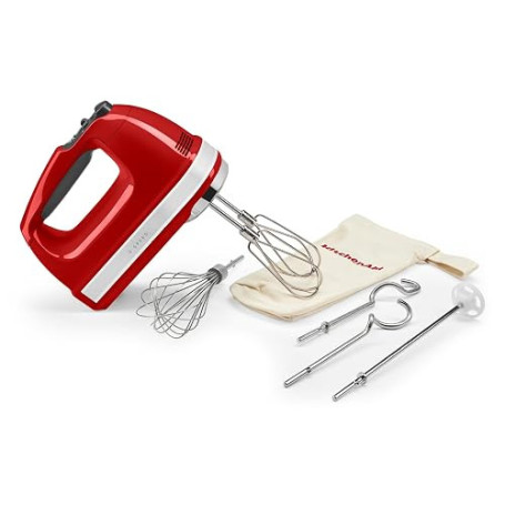 KitchenAid Batteur à Main 9 Vitesses, Moteur CC 85W Silencieux avec Démarrage Doux, 6 Accessoires – Fouets, Crochets & Tige, Cor