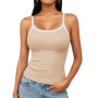 Aottori Débardeur Femme Col Rond Bretelles Spaghetti Dos Nu Côtelé Slim Fit | Sans manches, Été décontracté, Chic élégant, Basiq