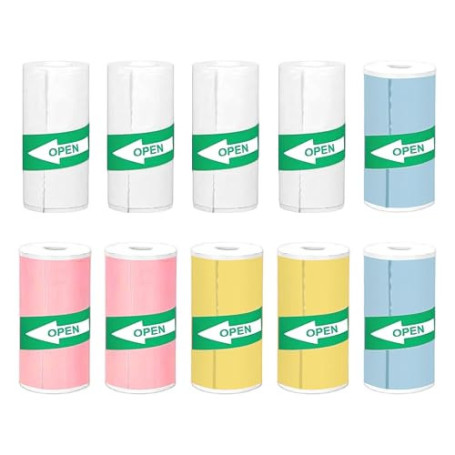 10 Rouleaux Papier Thermique, Papier Thermique Appareil Photo Enfant, Compatible Mini Imprimante, pour Notes et Stickers, Photos