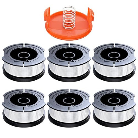 6 Pièces Bobine Fil Coupe Bordure Compatible avec Black et Decker,Ø1,65mm avec 10m Fil Coupe Bordure,Contient 6 Bobines de Coupe