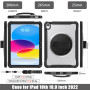 Gerutek Coque pour iPad 10ème Gén 2022 10.9 Pouces+Protection d'écran, Étui Antichoc Structure à 2 Couches avec Support Pivotant